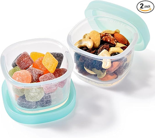 U-Taste Silicone Container with Lids, Small Mini Food Storage, 3oz * 2 | Food Grade Liquid Silicone, Leak-Proof Airtight Lids, Freezer & Microwave Safe, Mini Sauce Tupperware with Clear Measurements by U-Taste