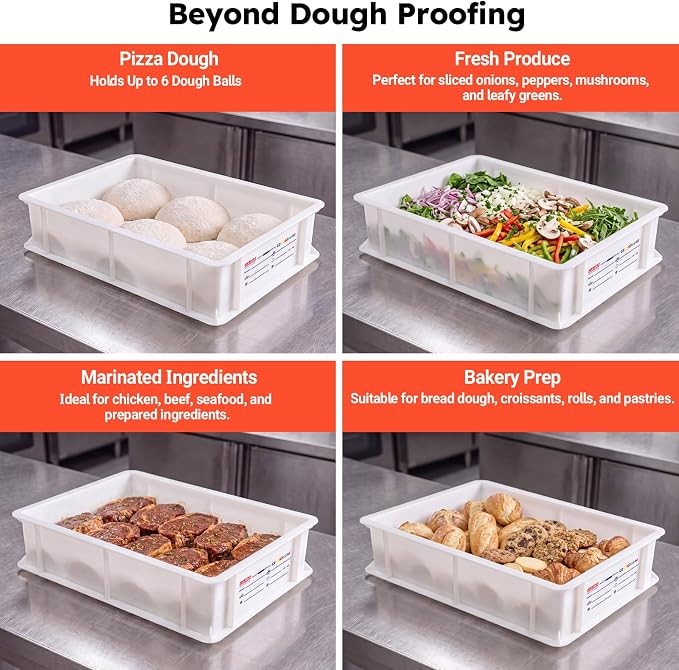 2 Pack Pizza Dough Proofing Boxes with 2 Lids, Commercial Food Grade Stackable Bread Proofing Containers with Label Sticker & 2 Erasable Markers, BPA Free, Fit Up to 6 Dough Balls Each - Image 8