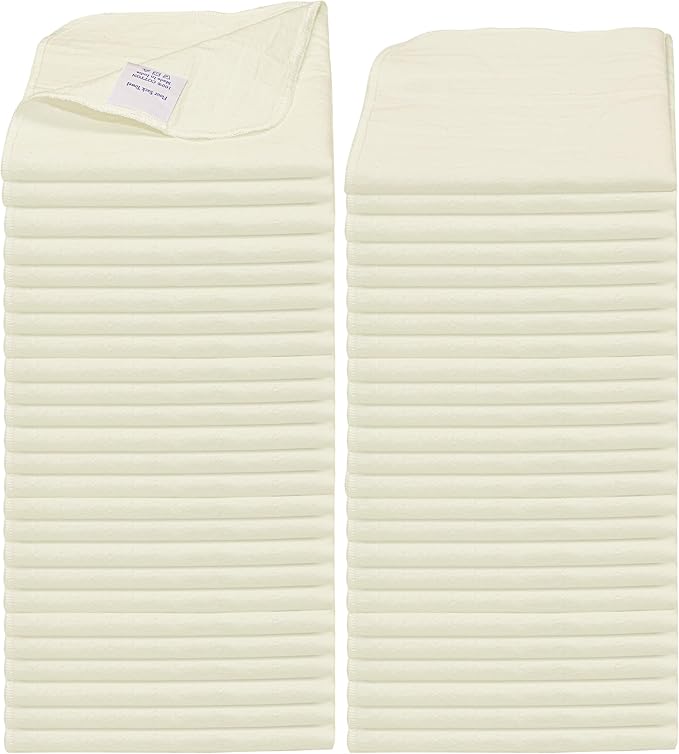 Shop Towels| Multipurpose Commercial and Residential Shop Cleaning| Car Wash, Polish, Housewares, Microwave, Coffee Machine, Restaurant, Bathrooms, Electronics, Auto Garage | 50 Pack 14"x12" Natural by LITOLinenandTowel