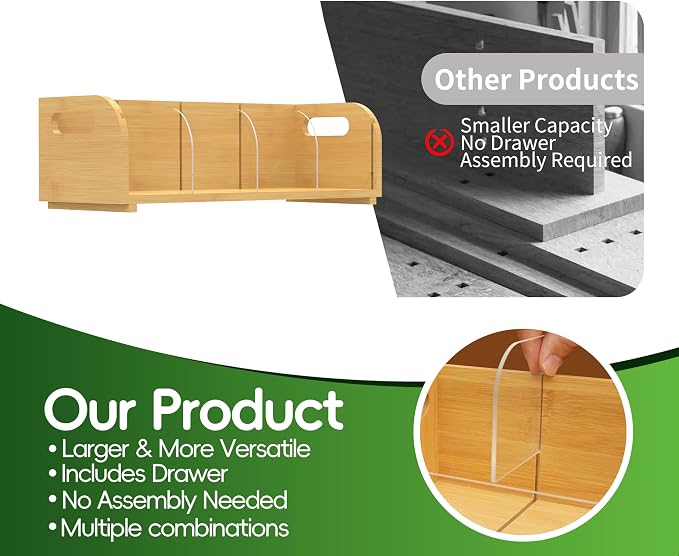Bamboo Tea Organizer – Stackable Collection (1Tier) - Image 3