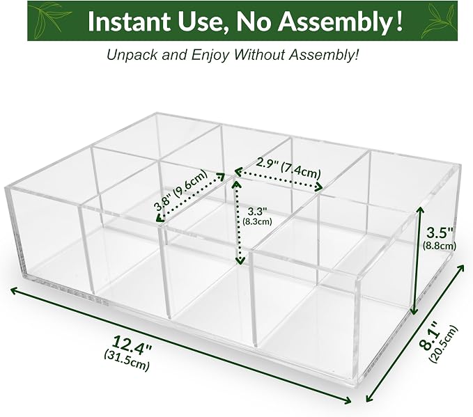 Heavy-Duty Acrylic Tea Bag Organizer, 8-Compartment Storage Box | Perfect Organizer: 8-compartment design keeps tea bags and coffee pods neatly sorted, saving space on your countertop. - Image 3
