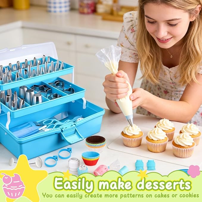 Suuker Cake Decorating Tools Supplies Kit, 236 Pieces | Baking Accessories with Storage Case, Frosting Piping Kit, 36 Numbered Piping Tips, Piping Bags and Tips Set - Image 2