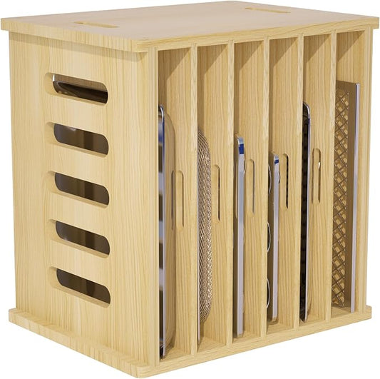 7 Tier Wooden Tray Dividers for Cabinets | Baking Cookie Sheet Organizer, Vertical/Horizontal Cabinet Dividers for Pots, Cutting Board, Kitchen Organizers and Storage by Exttlliy