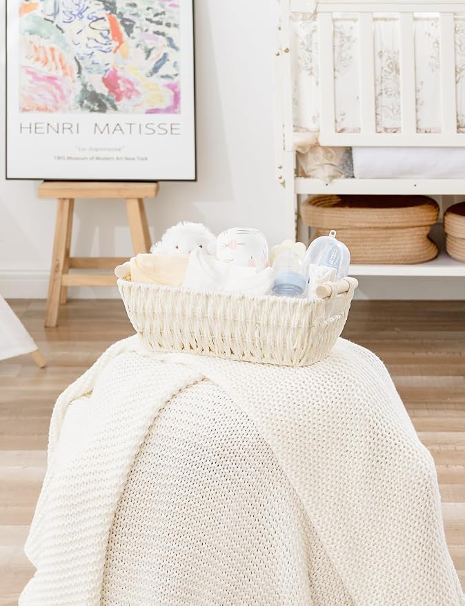 Storageworks Small Storage Basket, Woven Basket For Shelves, Beige - Image 9