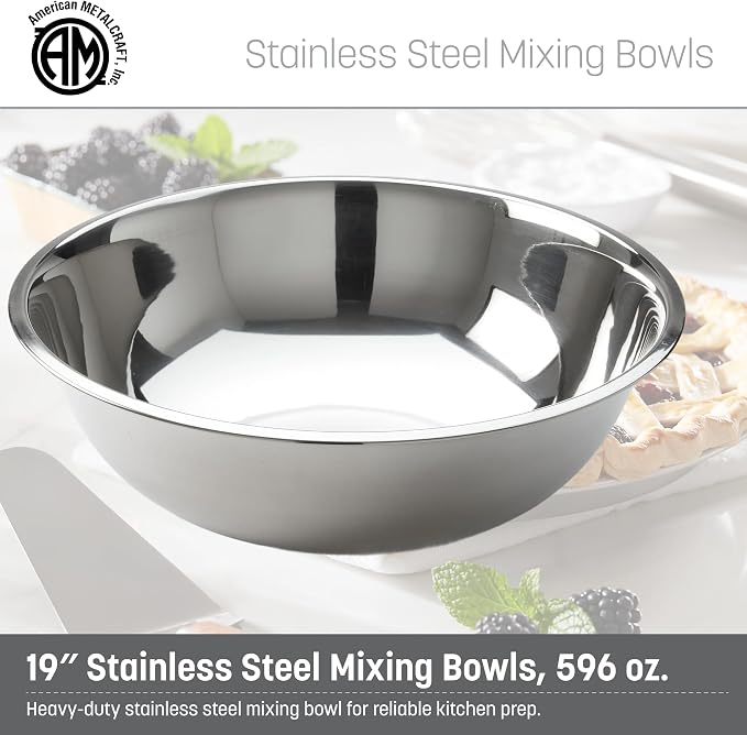 American Metalcraft 20 qt Stainless Steel Mixing Bowl,Silver - Image 2