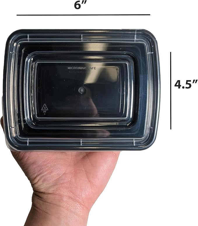 Tiya Meal Prep Containers with Lids - 150 Pack 12 oz BPA-Free Plastic Food Storage Containers Leak-Proof, Microwave, Dishwasher & Freezer Safe Reusable To-Go Boxes for Portion Control & Catering - Image 3