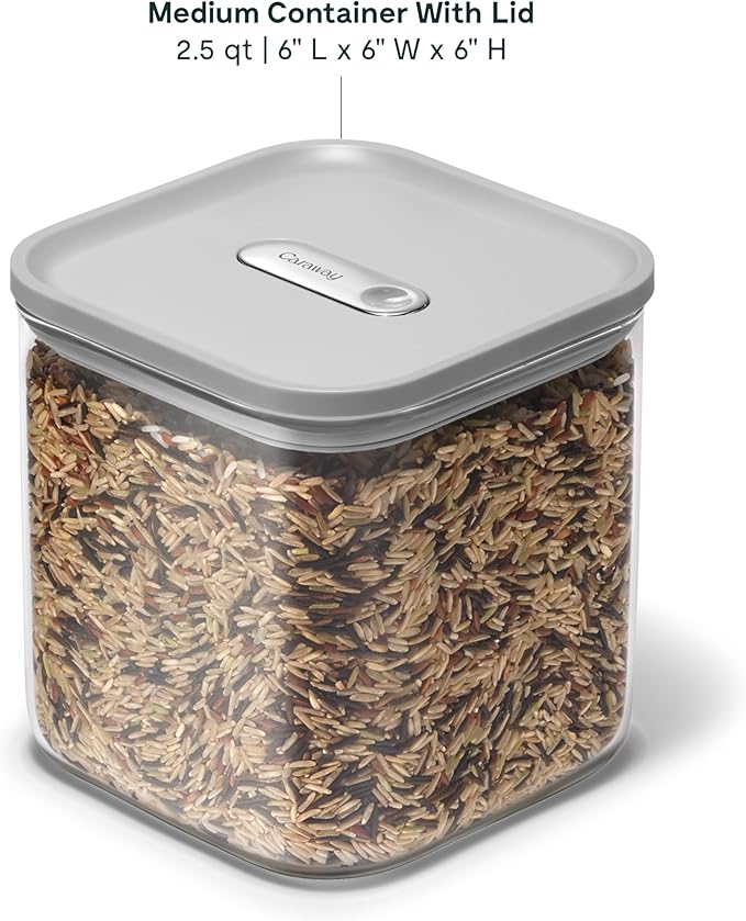 Caraway 2.5 qt Glass Airtight Food Storage Containers with Lids | Non-Toxic, Stackable, Space-Saving Airtight Containers for Pantry, Dry Goods, 6 Pack, Gray - Image 3