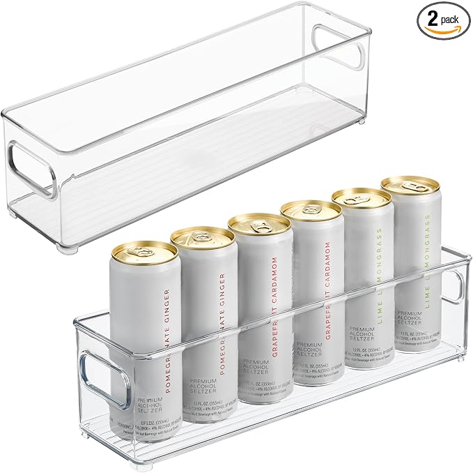 iDesign Stackable Fridge Bin with Handles, Set of 2, Clear | Ideal for Freezer or Pantry, Made in USA by iDesign