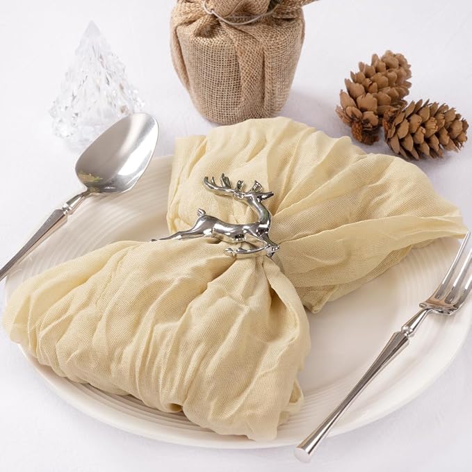 Cloth Napkins Set of 24 21"x21" Reusable Cheesecloth Napkins Bulk Champagne | Boho Rustic Dinner Napkins Washable Gauze Table Napkins Cloth Hemmed Edges for Wedding Bridal Shower Family Gathering Decor - Image 5