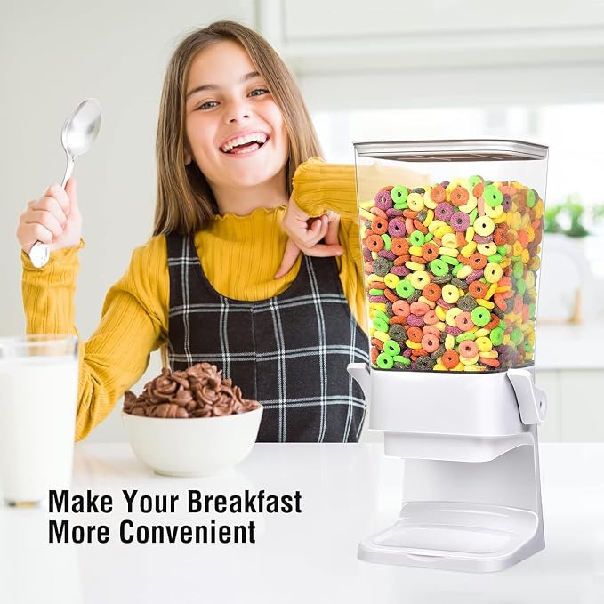 Cereal Dispenser Countertop Large Cereal Containers Storage White,3 pack | Cereal Dispenser For Pantry Dry Food Dispenser Countertop Rice Candy Dispenser Machine For Snack,Nuts, Granola - Image 2