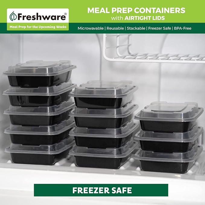 Freshware Meal Prep Containers [150 Pack] 1 Compartment Food Storage Containers with Lids, Bento Box, BPA Free, Stackable, Microwave/Dishwasher/Freezer Safe (28 oz) - Image 9
