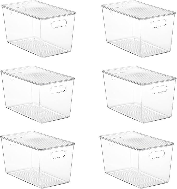 Vtopmart 6 Pack Clear Stackable Storage Bins with Lids, XLarge | BPA-free Plastic, Organize Vertically, For Pantry Kitchen Fridge Cabinet Closet Bathroom, Built to Last, Easy to Move by Vtopmart