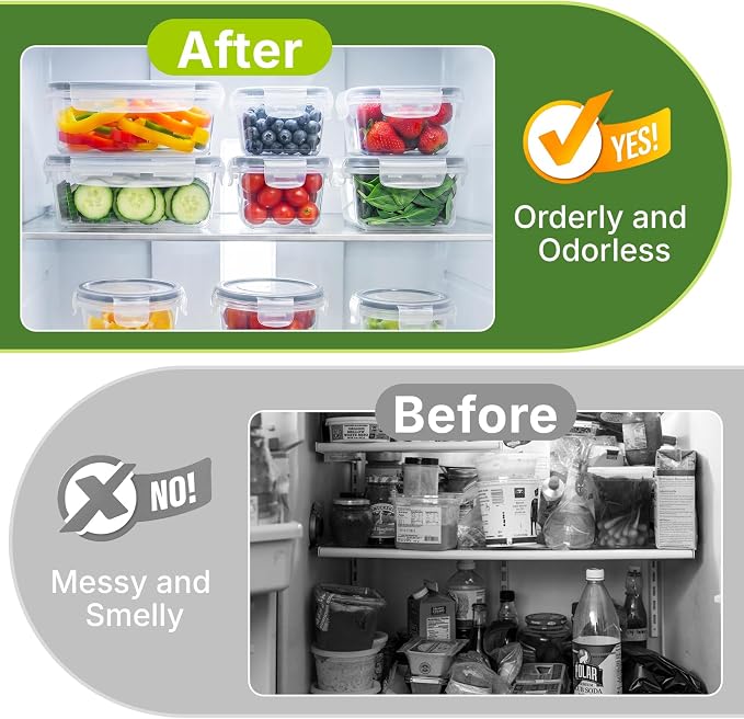 68 PCS Food Storage Containers with Lids, Meal Prep Containers, Stackable Kitchen Set, Airtight & Leakproof, BPA-Free, Microwave/Dishwasher/Freezer Safe, Extra Labels & Pen - Image 3