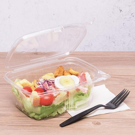 Karat 32oz PET Tamper Resistant Hinged Deli Container [200 ct] - Plastic Clamshell Food Containers, Easy Open Pull-Tab for Restaurants & Takeout by Karat