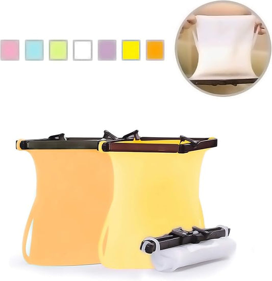 Reusable Silicone Stand-Up Food Storage Bags (Set of 3) Microwave Freezer Dishwasher Safe Bags (Orange + Yellow + White, 33 Oz) by WISELLYReusableProducts