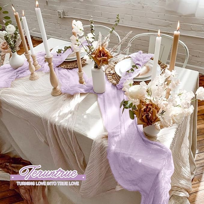 84 Packs Gauze Cheesecloth Napkins 20 x 20 Inch Lilac Wrinkled Dinner Napkins, Rustic Boho Soft Cloth Napkin for Wedding Party Event Dinner Table Decoration - Image 6