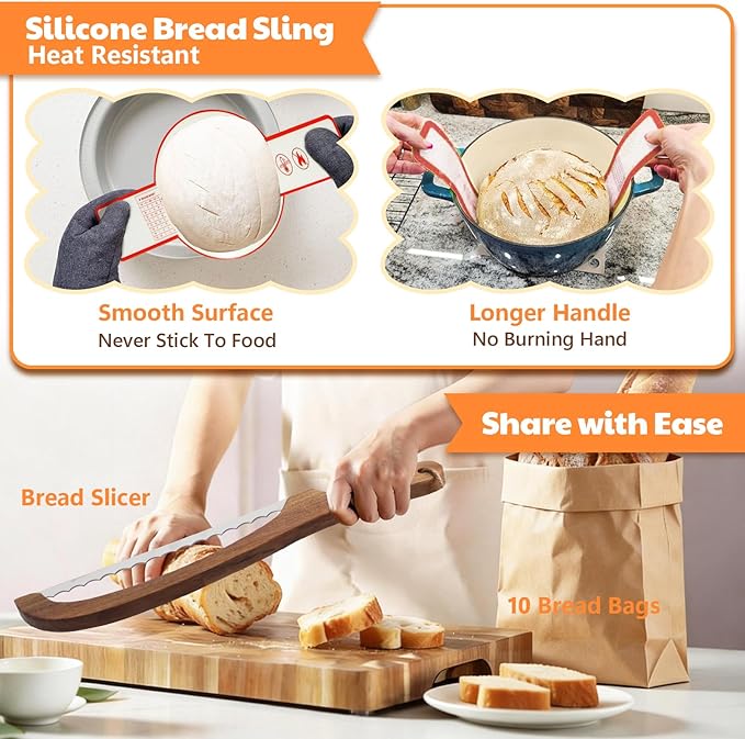 Sourdough Starter Kit with Scale, Banneton Bread Proofing Baskets Set | Complete Sourdough Bread Baking Supplies with Starter Jar, Full Sourdough Bread Making Tool, Gift Set for Bakers Beginner - Image 6