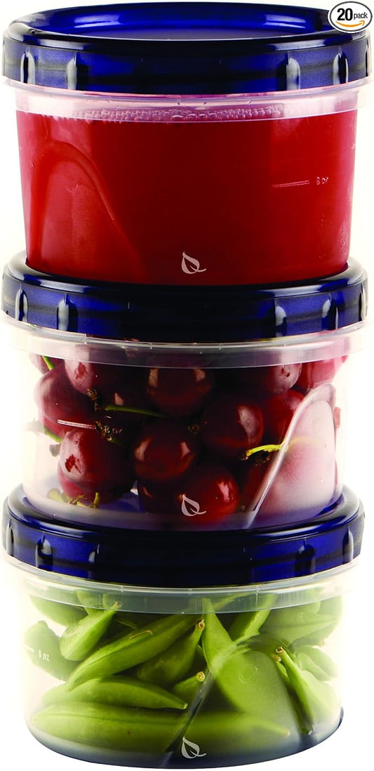 [20 PACK] 16 oz Twist Top Storage Deli Containers - Airtight Reusable Plastic Food Storage Canisters with Twist & Seal Lids, Leak-Proof - Meal Prep, Lunch, Togo, Stackable, BPA-Free Snack Containers by EcoQuality
