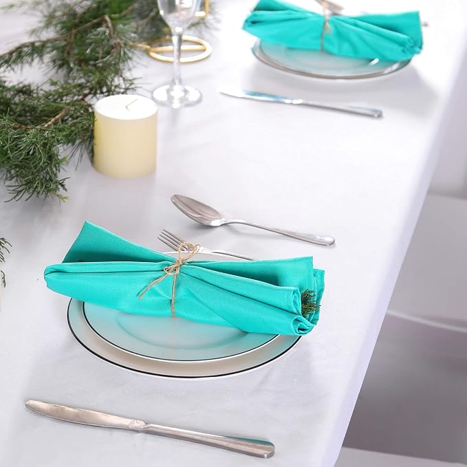 50pcs Polyester Cloth Napkins - 17 x 17 inch Turquoise Dinner Washable Napkins with Hemmed Edges for Restaurant/Wedding/Hotel(50,Turquoise) - Image 6