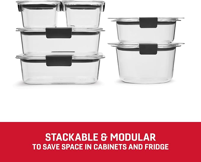 Rubbermaid Brilliance® Round and Rectangular Leak Proof Food Storage Containers, 12 Piece Set - Image 4