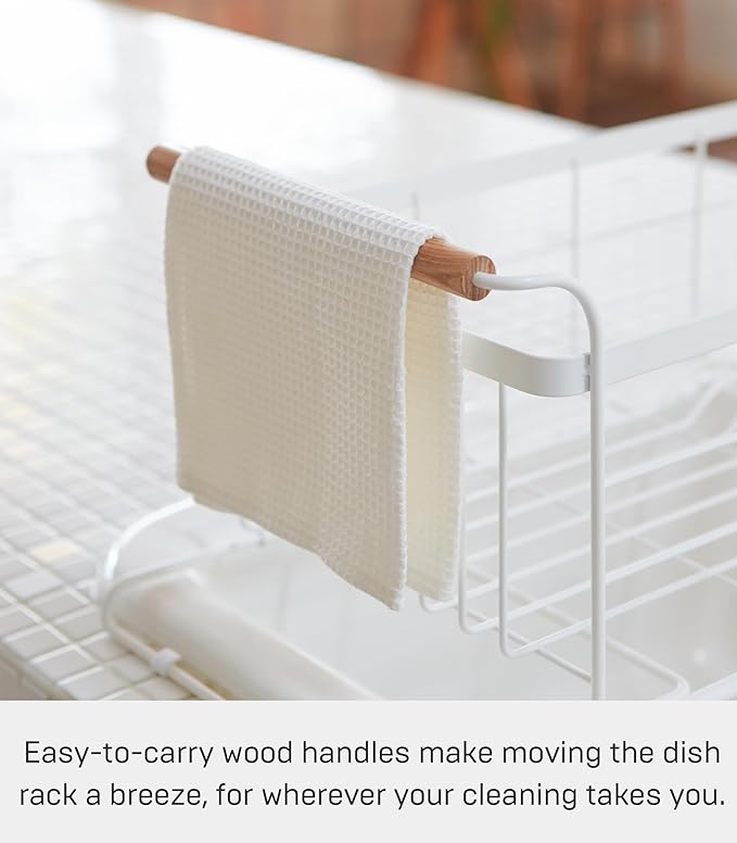 YAMAZAKI Home Over-The-Sink Dish Drainer Rack - Expandable Kitchen Drying Organizer Holder - No Assembly Req. | Expandable over-the-sink dish rack with plate drying organizer. Durable steel and wood construction. Built for daily use. - Image 5