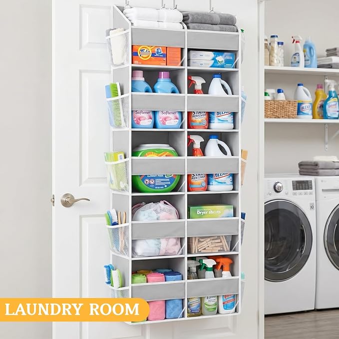 5-Tier Over Door Organizer, 10-Compartment Wide Storage Rack | 20" wide, 80 lbs for heavy family use, 10 side pockets, fits doors for closet, nursery, entryway, dorm, RV, laundry room - Image 7