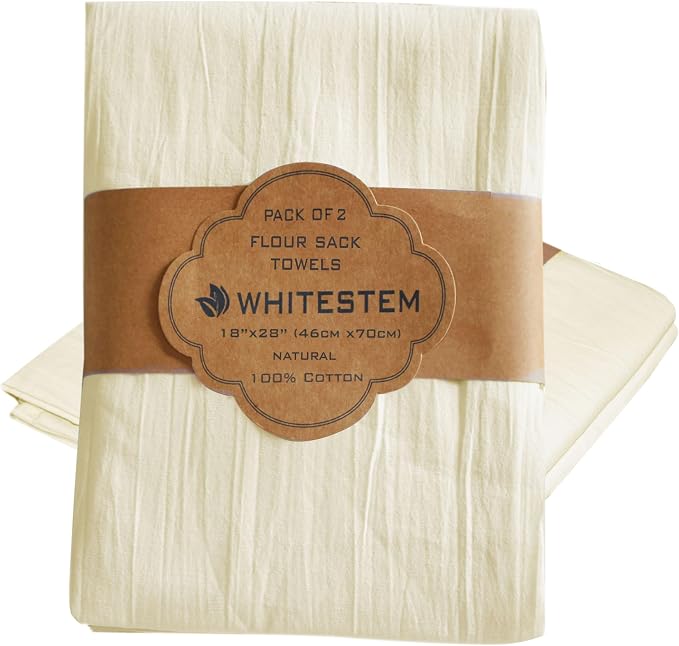 Flour Sack Towels | Tea Towel for Crafts | Kitchen Dish Cotton Blank Towel for Embroidery | Baking Bread Proofing Linen Cover | Thick Absorbent Quick Dry | 2 Pack 18"x28" Natural by WHITESTEM