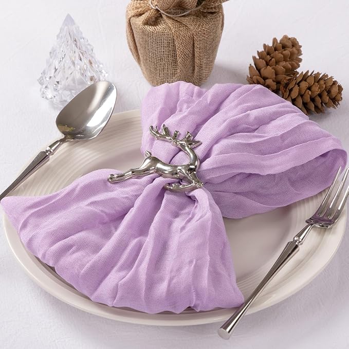 Cloth Napkins Set of 100 21"x21" Reusable Cheesecloth Napkins Lilac Purple | Boho Rustic Dinner Napkins Washable Gauze Table Napkins Cloth Hemmed Edges for Wedding Bridal Shower Family Gathering Decor - Image 5