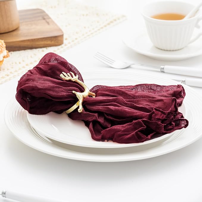 60 Pack Burgundy Cheesecloth Napkins Washable 21x21 Inches Burgundy Cloth Napkins Set of 60 Dinner Table Napkins for Wedding Bridal Baby Shower Rustic Boho Cotton Gauze Summer Party Table Decor - Image 5