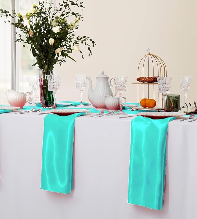 MDS® Pack of 200 Satin Napkins 12 x 12 Inch, Soft Silky Reusable Cloth Dinner Table Napkins for Wedding Décor, Reception, Birthday, Parties, Banquets, Catering, Restaurants & Hotel - Mint - Image 5