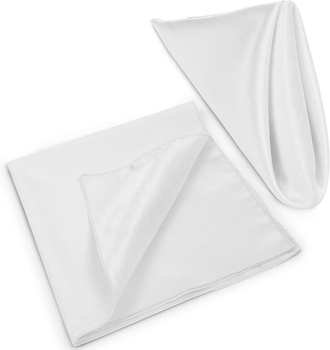17 x 17-Inch Shantung Satin Cloth Napkins, White Set of 60 | Bulk Case of 5 Dozen, Square, 100% Polyester Fabric, Reversible, Faux Dupioni Silk Reverse Side, Machine Washable - Image 8