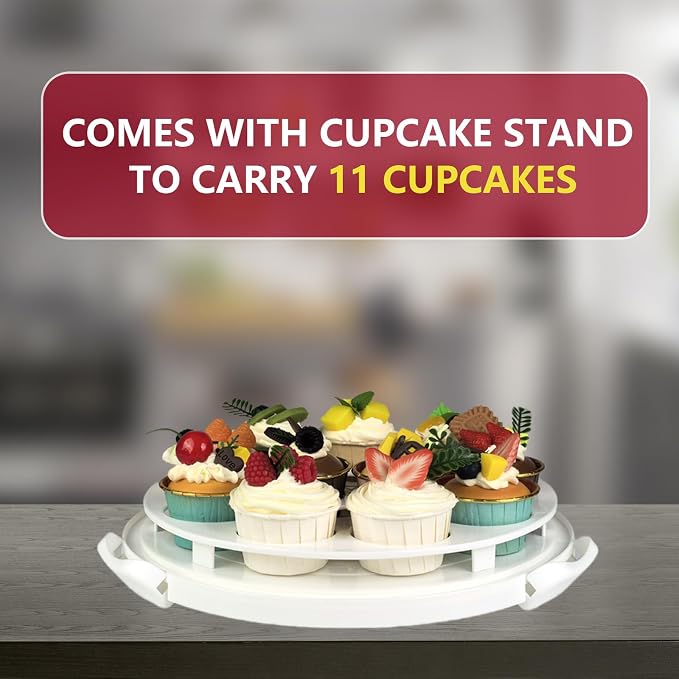 TMRIOPELP Tall Cake Carrier with Lid and Handle Insulated Cake Container Cake Transport Carrier Ideal for Pies Cupcakes and Pastries Perfect for Safe and Secure Cake Delivery (Red, 12 inch) - Image 5