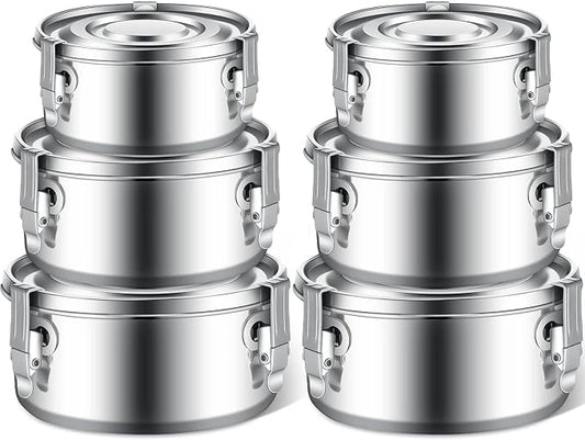 Zopeal 6- Piece Stainless Steel Food Storage Containers with Lids Leakproof Metal Lunch Boxes Stackable Reusable Canisters for Camping Trips Picnic Snacks Salad Soups, 3 Sizes(22oz, 34oz, 54oz) by Zopeal