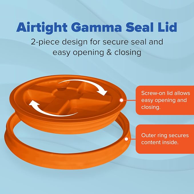 5 Gallon Bucket - Food Grade w/Lid BPA-Free, Black/Orange, 3 | Airtight Gamma Seal Screw-On Lid, Heavy-Duty 90 Mil HDPE Plastic, Food Safe and Durable Container, Bulk Storage, Made in USA - Image 5