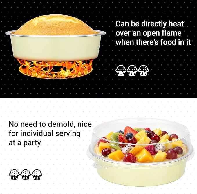 Beasea Mini Pie Pans with Lids, 50 Pack 7.3oz Disposable Aluminum Foil Tart Pans, 4 Inch Round Oven Baking Mini Cake Cups Tin for Cheesecake Pie Tart Quiche - Sage Green - Image 3