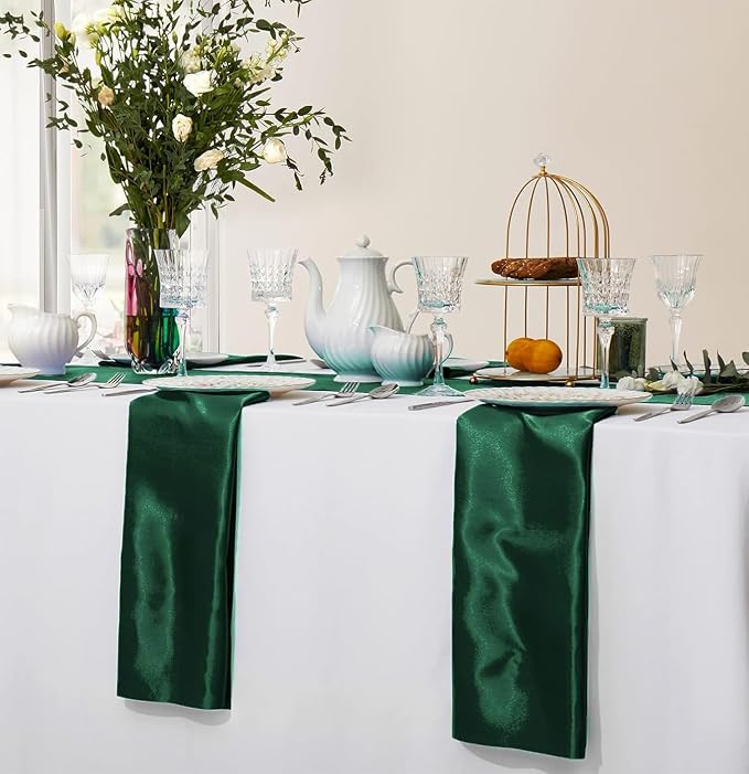 MDS® Pack of 25 Satin Napkins 12 x 12 Inch, Soft Silky Reusable Cloth Dinner Table Napkins for Wedding Décor, Reception, Birthday, Parties, Banquets, Catering, Restaurants & Hotel - Hunter Green - Image 5