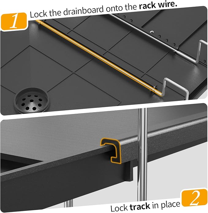 Delamu 2 Tier Dish Drying Rack, Large Dish Racks for Kitchen Counter, Stainless Steel Multifunctional Dish Drainer with Cutlery & Cup Holders, Extendable from 13.4 to 28.7 in, Black - Image 9