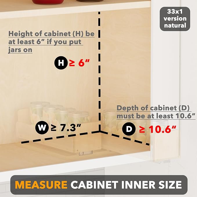 SpaceAid Bamboo Pull Out Spice Rack Organizer for Cabinet, Heavy Duty Slide Out Seasoning Kitchen Pantry Sliding Vertical Organization, 7.3" Wide, 2 Drawers(3" Wide), 1-Tier, Natural - Image 4