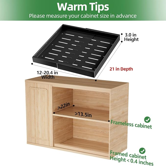 PAKETA 4 Pack Expandable Pull Out Cabinet Organizer,21" Deep | Pull Out Drawers for Cabinets with width from 12" to 20",Sliding Drawers for Cabinets with Upgrade 3 Slide Rails,hold 65 lbs - Image 2
