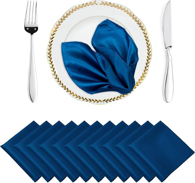 MDS® Pack of 100 Satin Napkins 12 x 12 Inch, Soft Silky Reusable Cloth Dinner Table Napkins for Wedding Décor, Reception, Birthday, Parties, Banquets, Catering, Restaurants & Hotel - Dark Teal by MDS