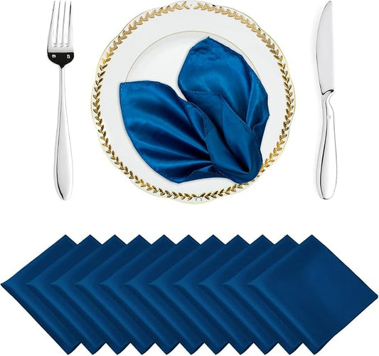 MDS® Pack of 50 Satin Napkins 12 x 12 Inch, Soft Silky Reusable Cloth Dinner Table Napkins for Wedding Décor, Reception, Birthday, Parties, Banquets, Catering, Restaurants & Hotel - Dark Teal by MDS