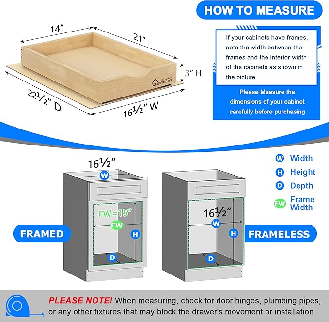WelFurGeer Soft Close Pull Out Drawers for Cabinets, 14" W x 21" D Pull Out Cabinet Drawer with Heavy Duty Slides, Pull Out Cabinet Organizer, Cabinet Roll Out Drawers, Pull-Out Home Organizers - Image 5