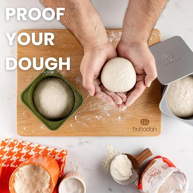 Babadoh Pizza Dough Proofing Silicone Containers with Lids | Pizza Making Accessories | Set of 6 | Dough Color | Original Size (make 12" Pizzas) - Image 6
