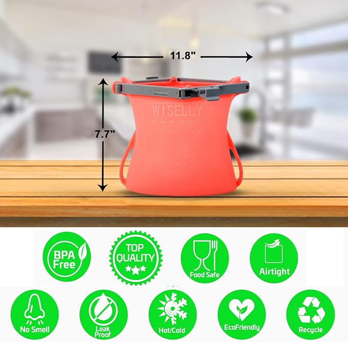 1/2 Gallon Large Reusable Stand-Up No Pop Open Wide Opening Thick Silicone Reduce Single-Use Plastic Dishwasher Safe Freezer Safe Food Bag Silicone Food Storage - Image 4