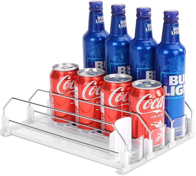 Automatic Soda Can Organizer for Refrigerator Can Dispenser for Beer Soda Seltzer Drink Pop Can Holder Self-Pushing Drink Organizer for Fridge Storage 12 cans of 11.15oz 12oz 16oz 16.9oz by BingoHive
