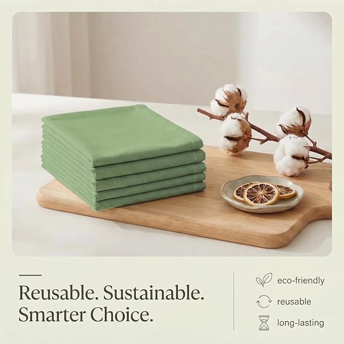 Urban Villa Kitchen Towels Cotton Dish Towels 20”x30” (Set of 6) Green - Image 8