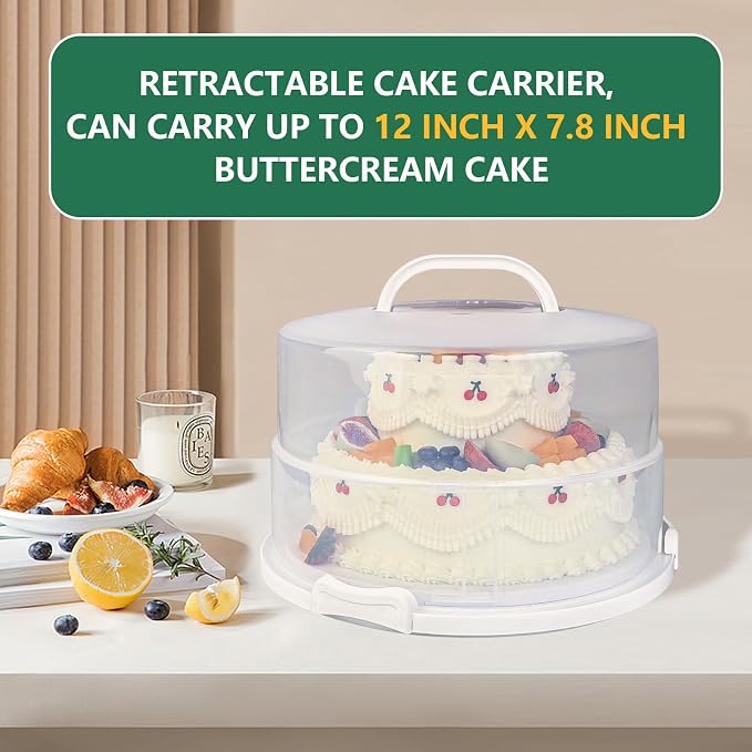 12 Inch Cake carrier Container with Lid and Handles Includes Insulated Bag for Safe Transportation of Buttercream Doesn't Melt Easy for Cakes, Pies and Cupcakes (Green) - Image 2