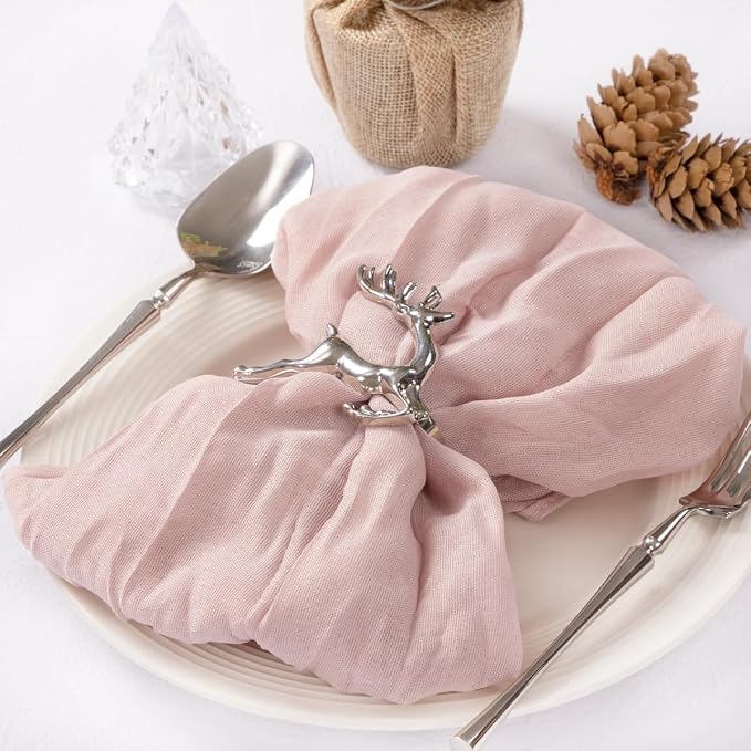 Cloth Napkins Set of 60 21"x21" Reusable Cheesecloth Napkins Dusty Pink | Boho Rustic Dinner Napkins Washable Gauze Table Napkins Cloth Hemmed Edges for Wedding Bridal Shower Family Gathering Decor - Image 5
