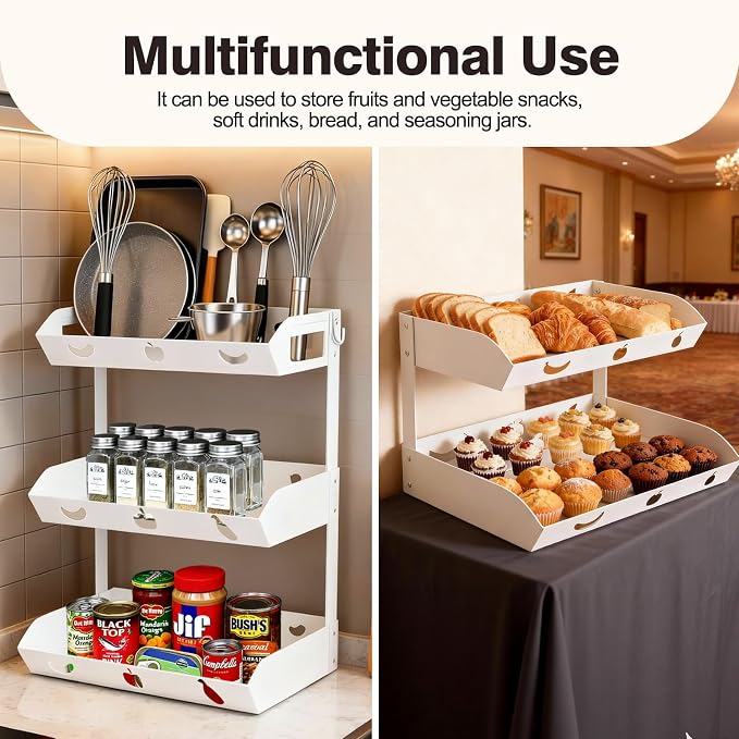 GOENDR Fruit Basket for Kitchen Counter – 3 Tier Metal Fruit Bowl with Banana Hanger, Convertible to 2 Tier, Large Capacity Countertop Organizer for Fruit Vegetables Bread Snack Produce Storage - Image 5