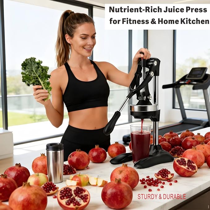 Cast Iron Juicer Machines, Professional-Grade Manual Citrus Press | Stainless Steel Lemon Squeezer, Hand Lever Fruit Juicer for Orange Lemon Lime Citrus Fresh Juice, Kitchen Gadget, Black - Image 6